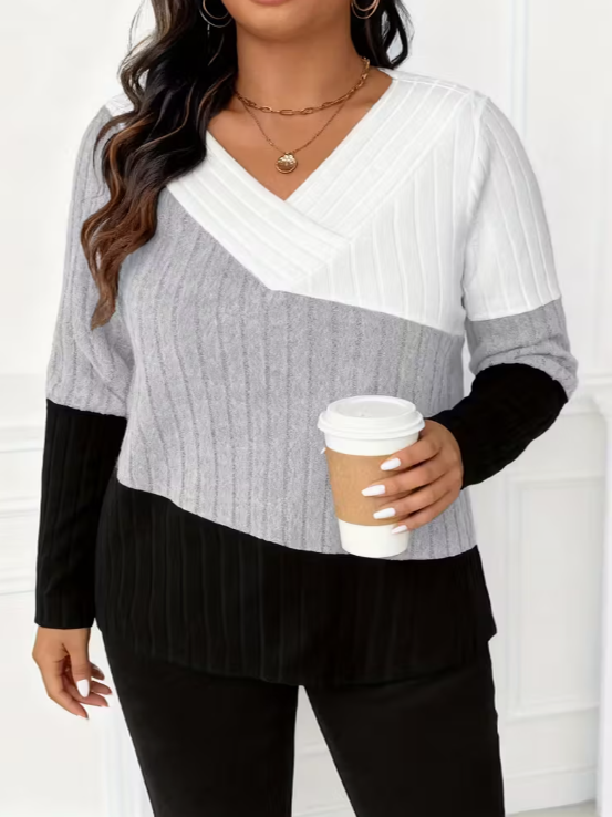 Valeria Color Block Plus Size Sweater