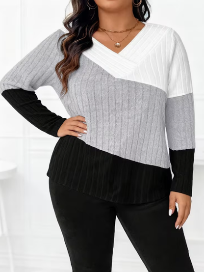 Valeria Color Block Plus Size Sweater