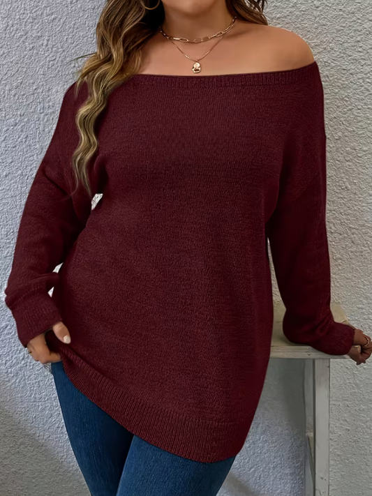 Nikki Off Shoulder Plus Size Sweater