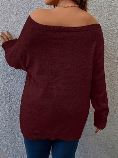 Nikki Off Shoulder Plus Size Sweater