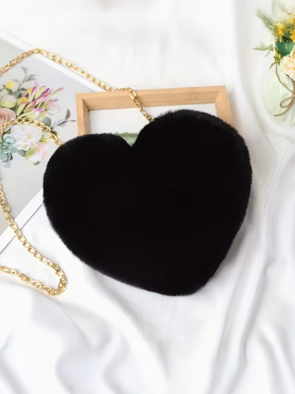 Fuzzy Heart Crossbody Bag