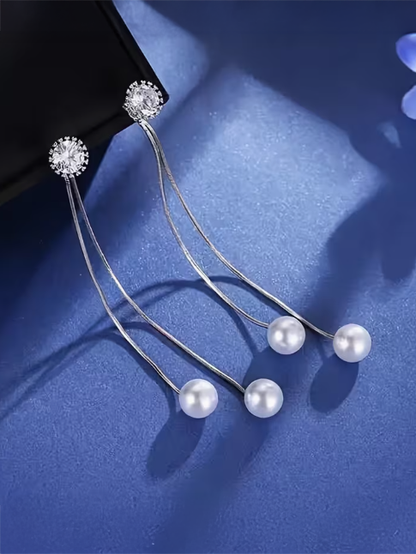 Rhinestone Pearl Drop Earrings
