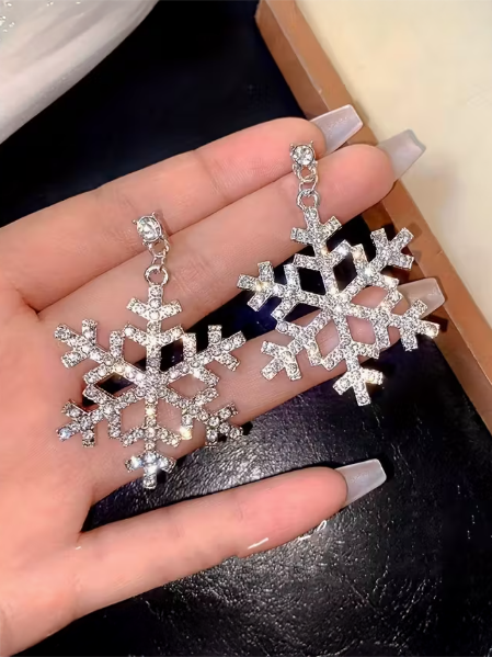 Crystal Snowflake Drop Earrings