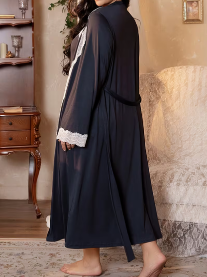 Midnight Lace Plus Size Nightgown Set