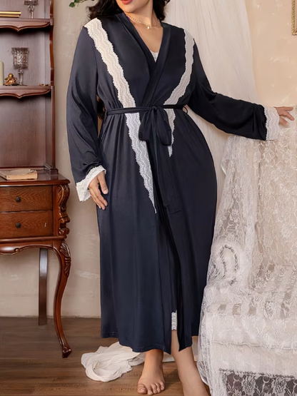 Midnight Lace Plus Size Nightgown Set