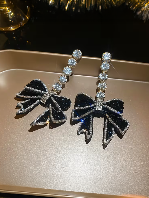 Crystal BowRhrinestone Earrings
