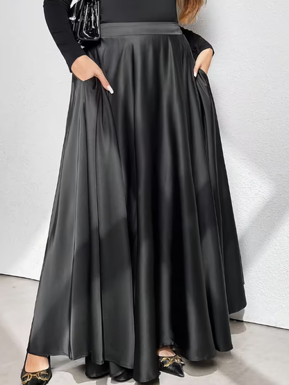 Baylee Satin Maxi Plus Size Skirt