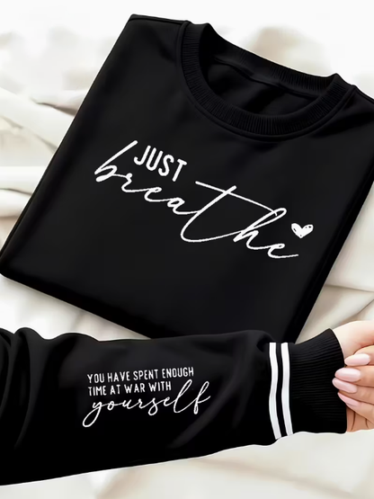 Just Breathe Crew Neck Plus Size Sweater