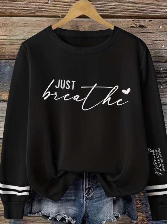 Just Breathe Crew Neck Plus Size Sweater