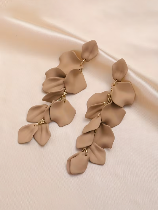 Exaggerated Long Petal Tassel Earrings