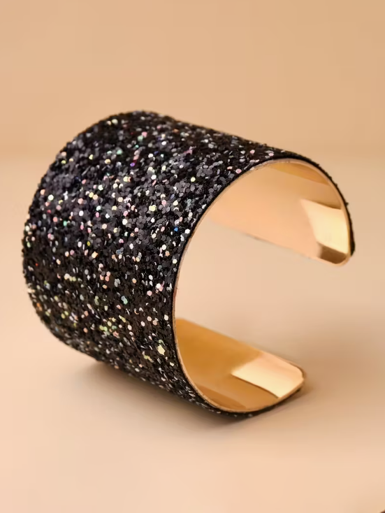 Exaggerated Glitter Cuff Bracelet