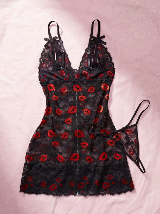 Valentine's Kisses Plus Size Lingerie Set
