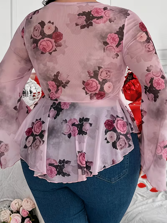 Tahiti Floral Print Plus Size Top