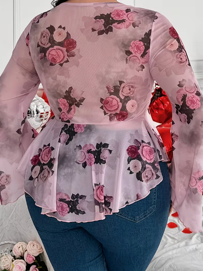 Tahiti Floral Print Plus Size Top