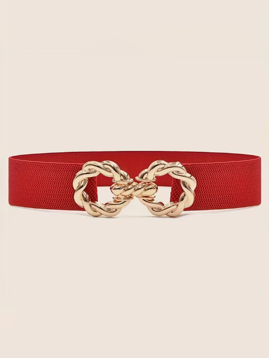 Triple Circle Elastic Plus Size Belt in Red