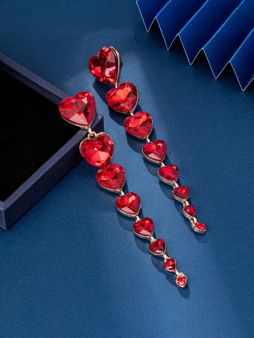 Red Heart Drop Earrings