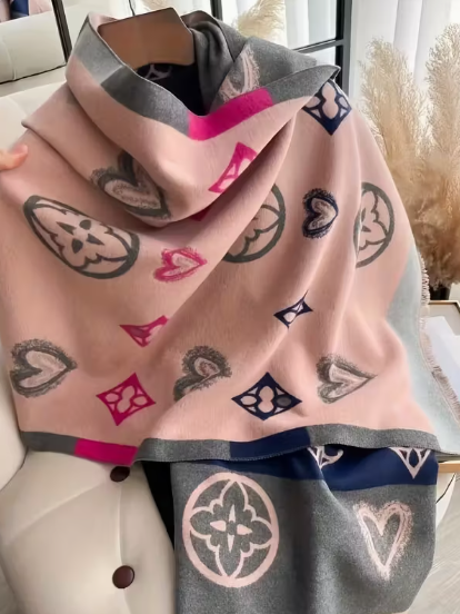 Geometric Motif Wrap Scarf