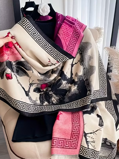 Blossom Garden Border Print Scarf