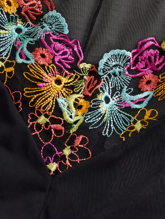 Embroidered Mesh One-Piece Plus Size Lingerie Romper