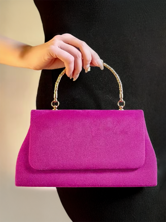 Elegant Purse With Golden Handle