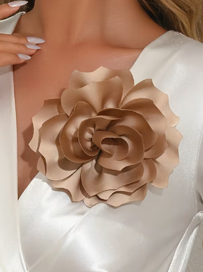 Champagne Satin Statement Flower Brooch
