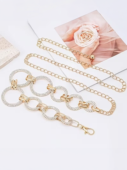 Contour Rhinestone Chain Belt