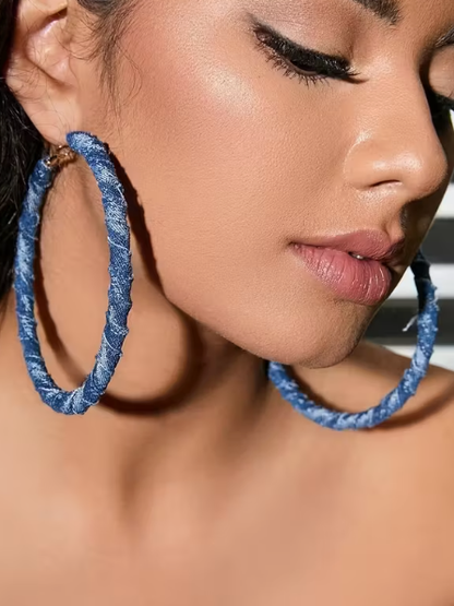 Oversized Denim Hoops