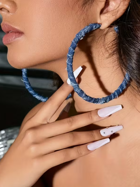 Oversized Denim Hoops