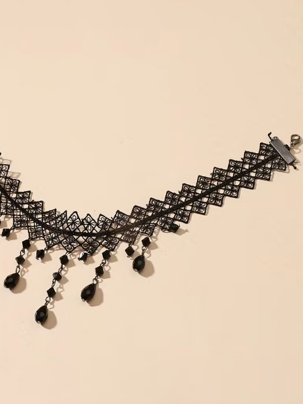 Midnight Lace Drop Choker, necklace, alternate view