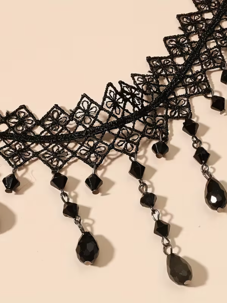 Midnight Lace Drop Choker, necklace, detail view