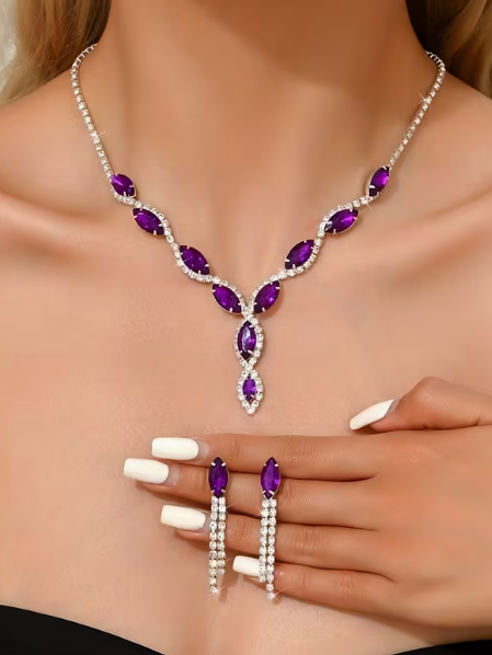 Jewel & Rhinestone Necklace and Earring Set