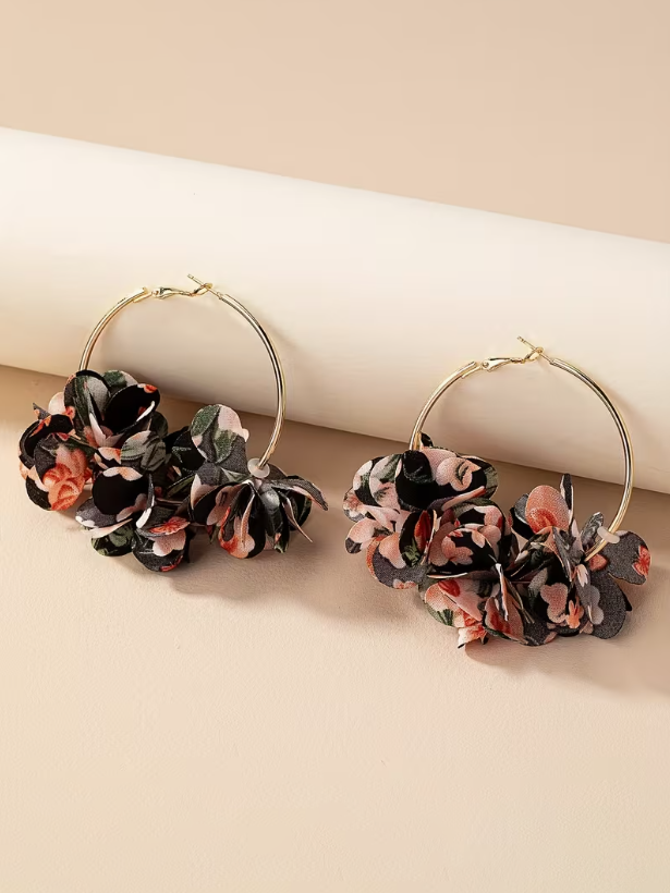 Floral Hoop Earrings