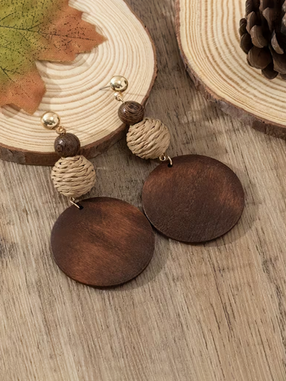 Wooded Layered Earrings