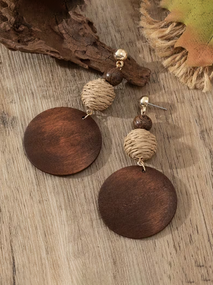Wooded Layered Earrings