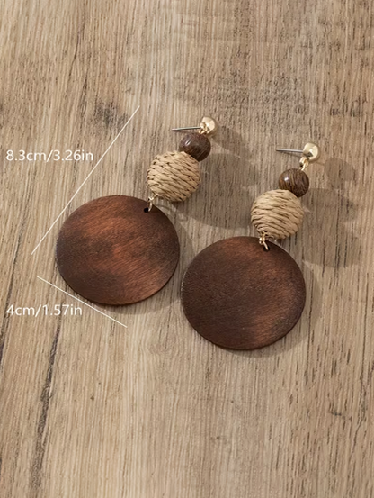 Wooded Layered Earrings