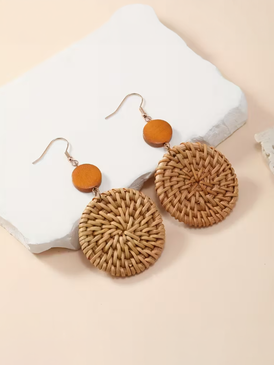 Vintage Rattan Woven Earrings