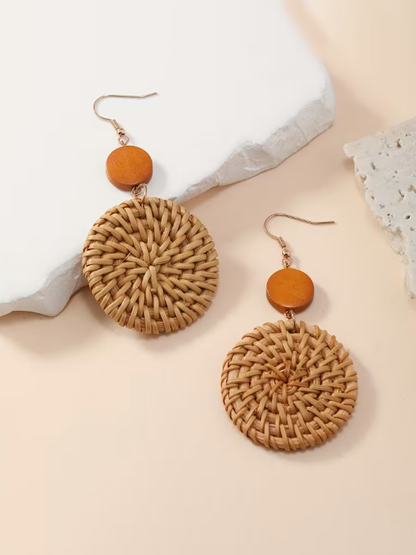Vintage Rattan Woven Earrings