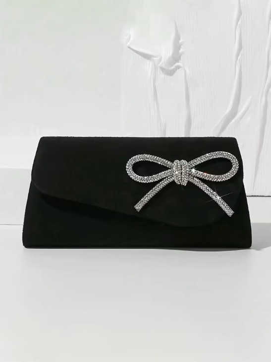 Velvet Bow Detail Clutch