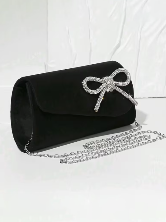 Velvet Bow Detail Clutch