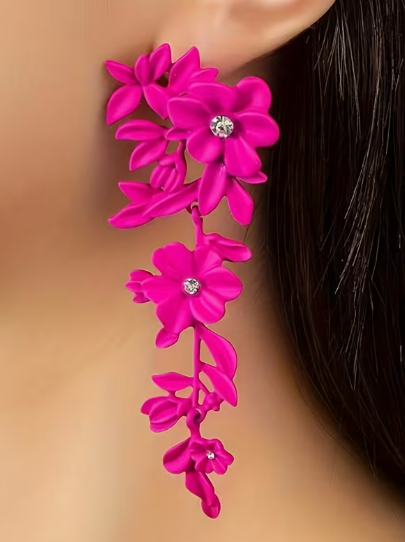 Fuchsia Blossom Statement Earrings