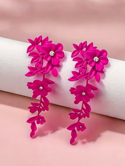 Fuchsia Blossom Statement Earrings