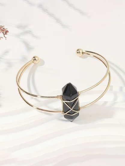 Natural Stone Wire Bangle Cuff