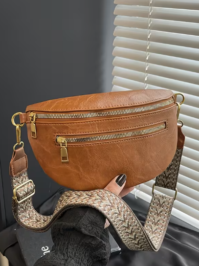 Double Pocket Fanny Pack in Cognac