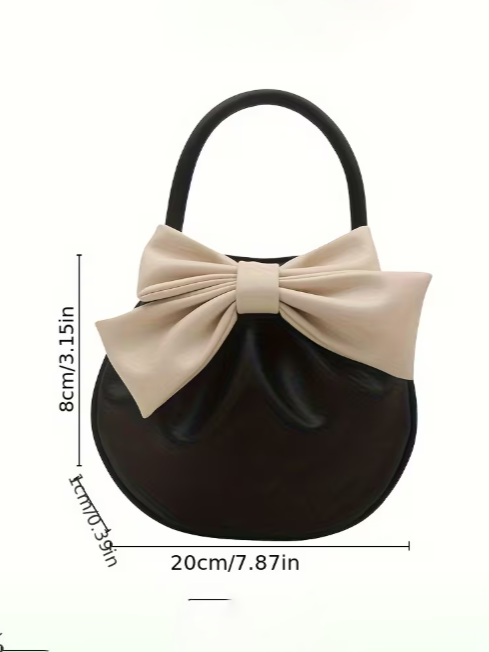 Mini Statement Bow Bag in Black & Ivory