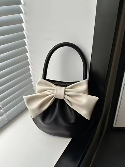 Mini Statement Bow Bag in Black & Ivory