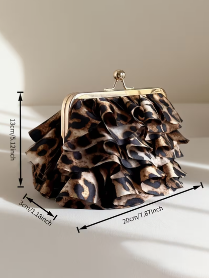Romantic Ruffles Evening Bag in Leopard