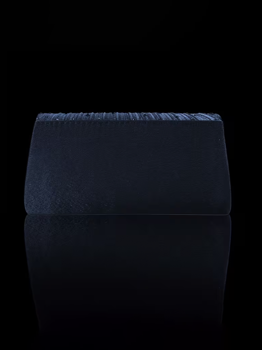 Pleated Evening Bag With Rhinestones in Navy