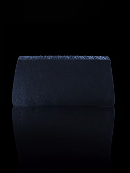 Pleated Evening Bag With Rhinestones in Navy