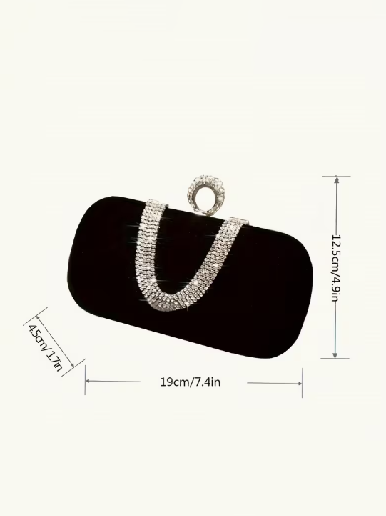 Mini Velvet Rhinestone Details Clutch