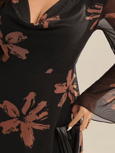Fiona Mesh Plus Size Floral Dress